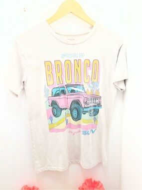 Ford Bronco Graphic Tee in Cream with Pink Print